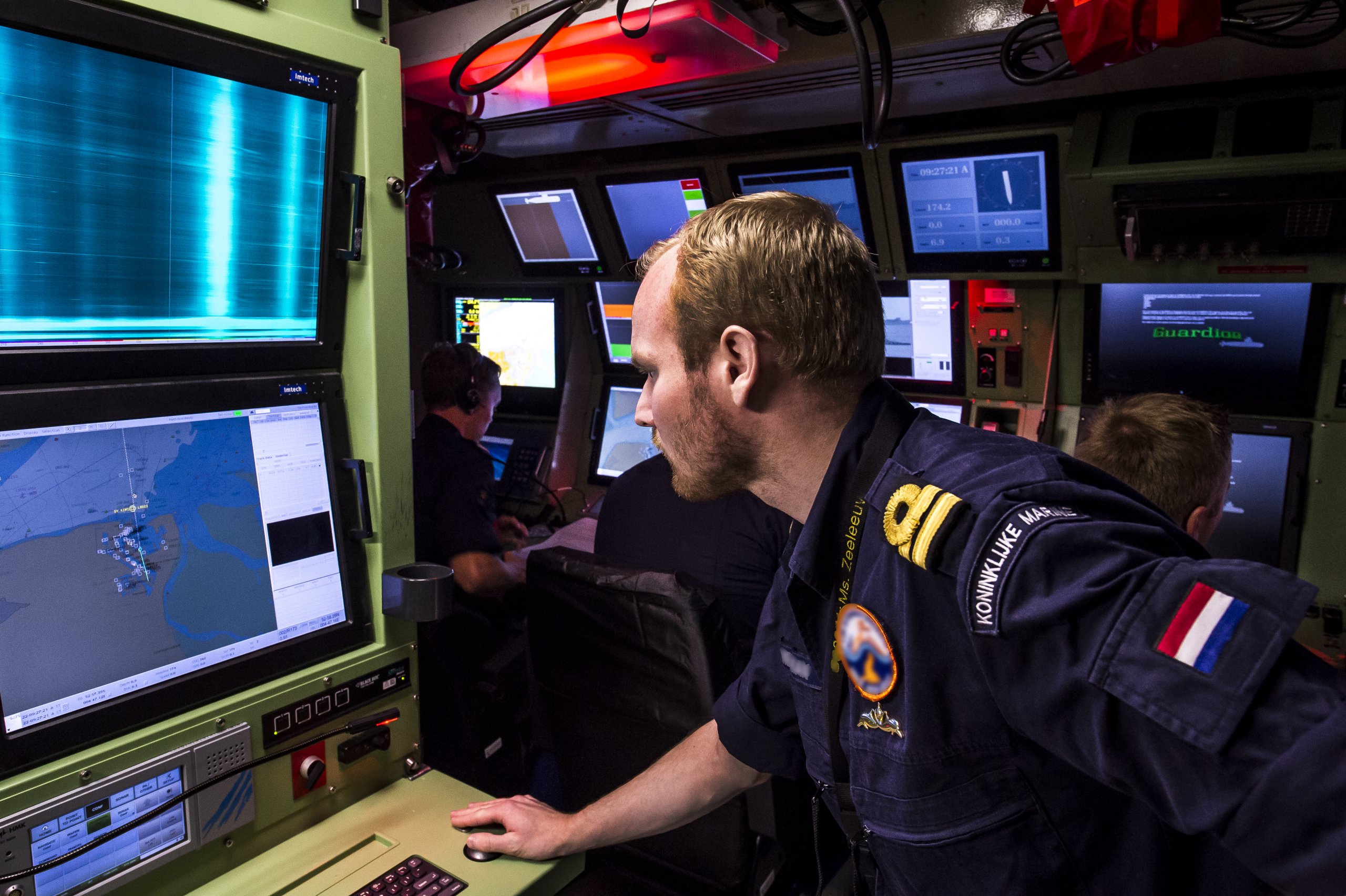 An officer onboard second-in-class Walrus boat HNLMS Zeeleeuw