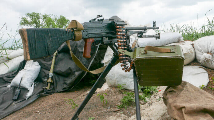 PK machine gun at Russia-backed rebel position near the division