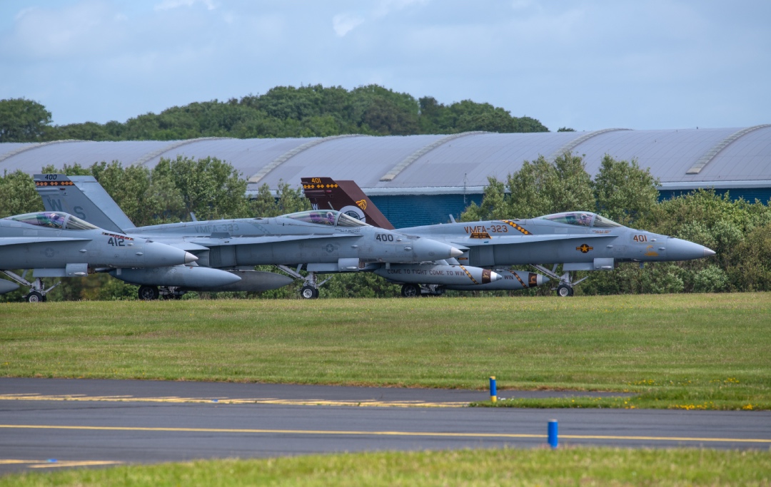 Boeing F/A-18C Hornets of US Marine Corps Squadron VMFA-323.