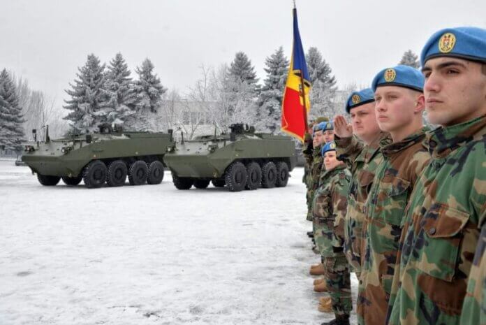 Piranha-IIIH 8 X 8 Personnel Carriers at Moldovan ceremony.