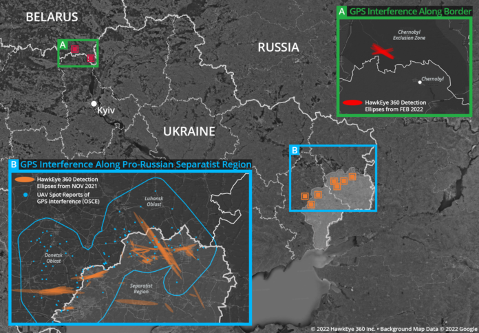 HawkEye 360 GPS Interference in Ukraine, 2023 (HawkEye360)